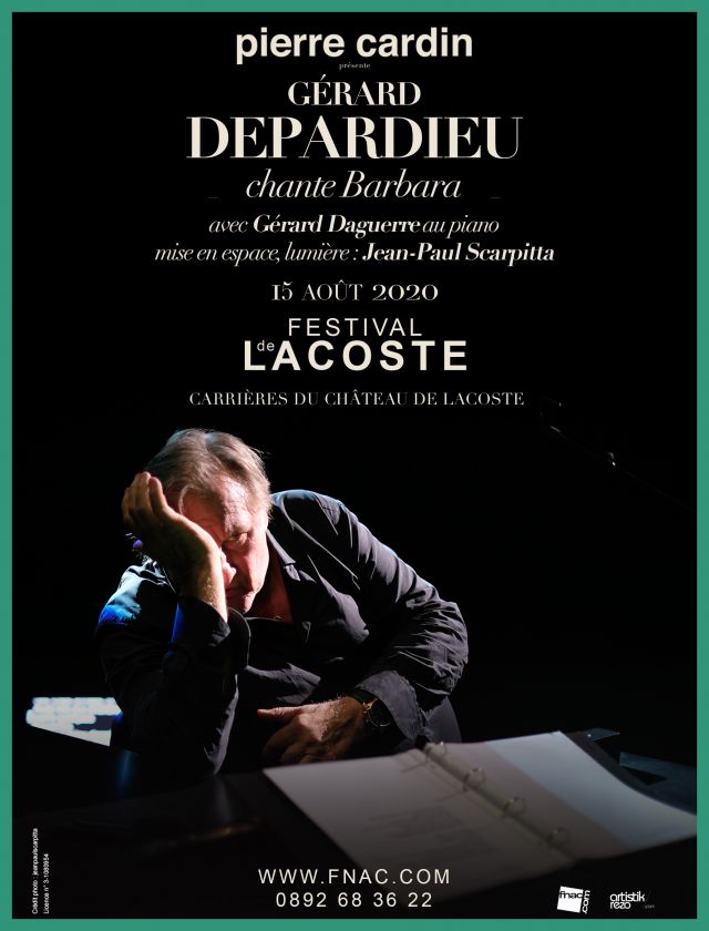 Gérard Depardieu chante Barbara. Samedi 15 août 2020 - Concert avec Gérard Daguerre au piano

Gérard Depardieu chante Barbara accompagné au piano... - 