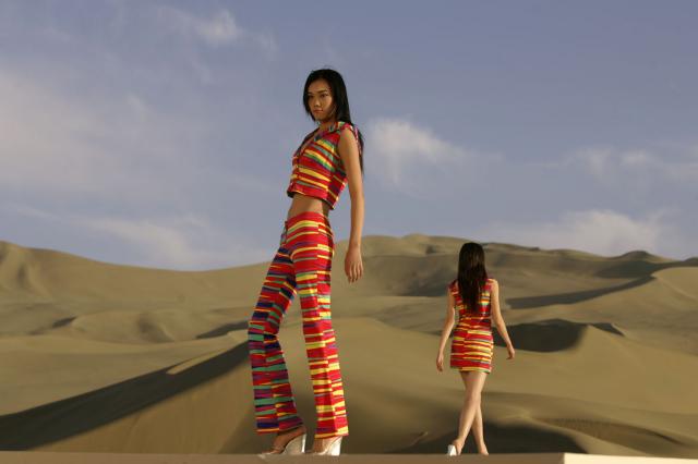 Fashion show Spring/Summer in Desert Gobi. Haute couture Creation - 2007