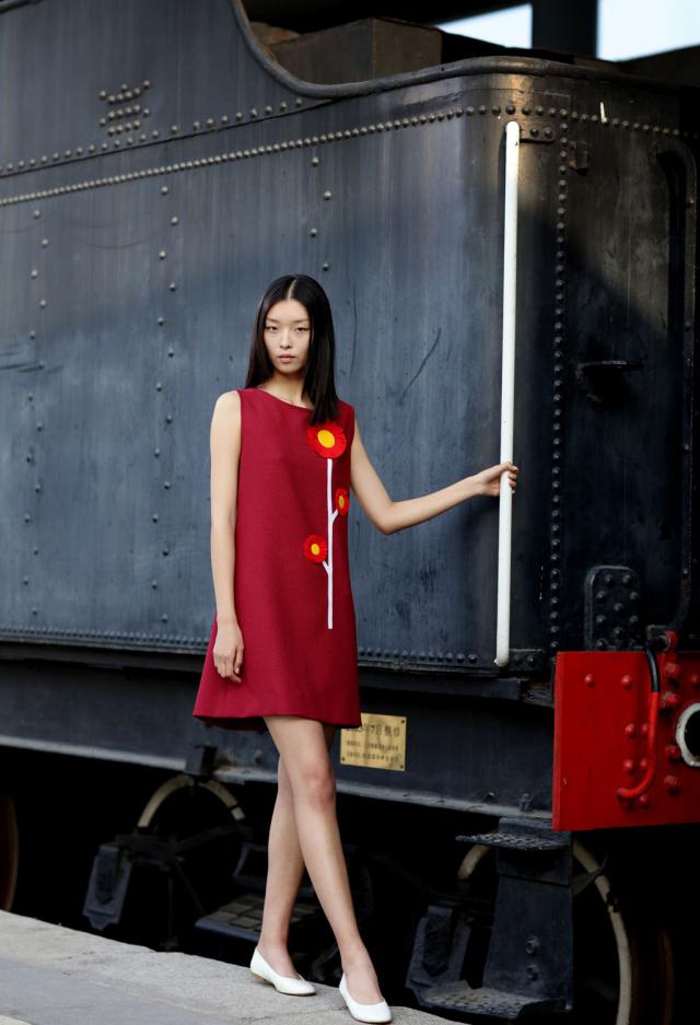 Fashion show at the Railway Museum in Beijing. Pierre Cardin Haute Couture Creation - 2015